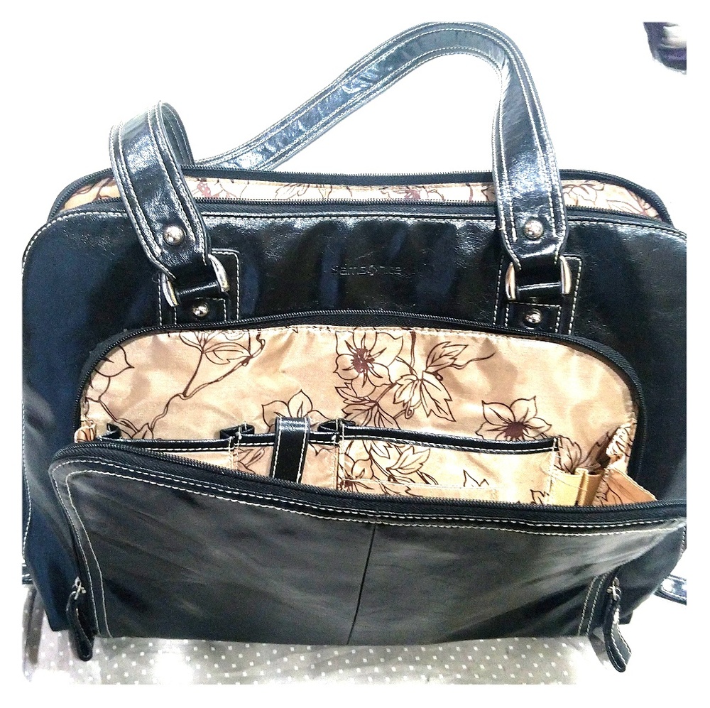 Ladies 100% leather zip organizer briefcase